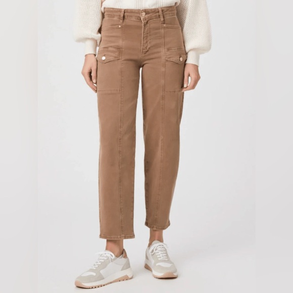NWT PAIGE Alexis Cargo Vintage Light Brown Jeans
